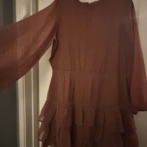 Rose pink ruffle dress from Express. Large